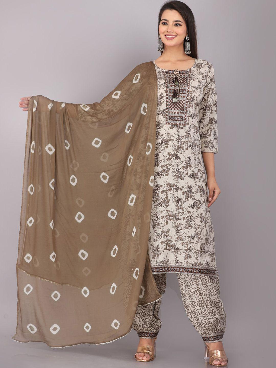 highlight fashion export floral printed regular gotta patti kurta with salwar & dupatta