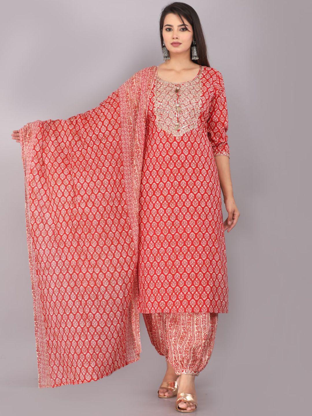 highlight fashion export floral printed straight kurta with salwar & dupatta
