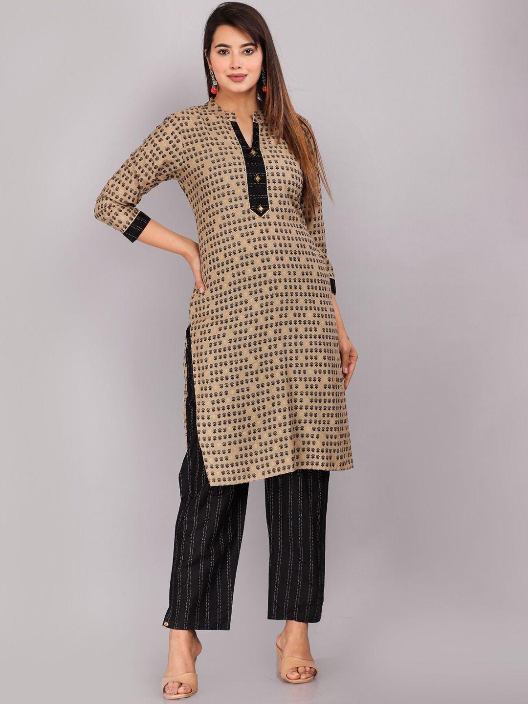 highlight fashion export floral printed straight kurta with trousers