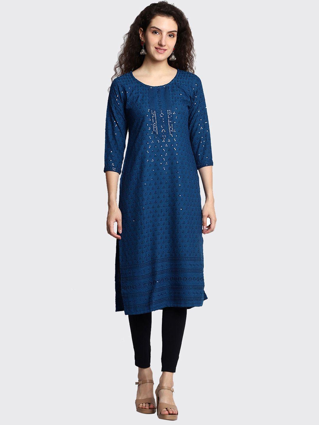 highlight fashion export sequinned embellished straight kurta