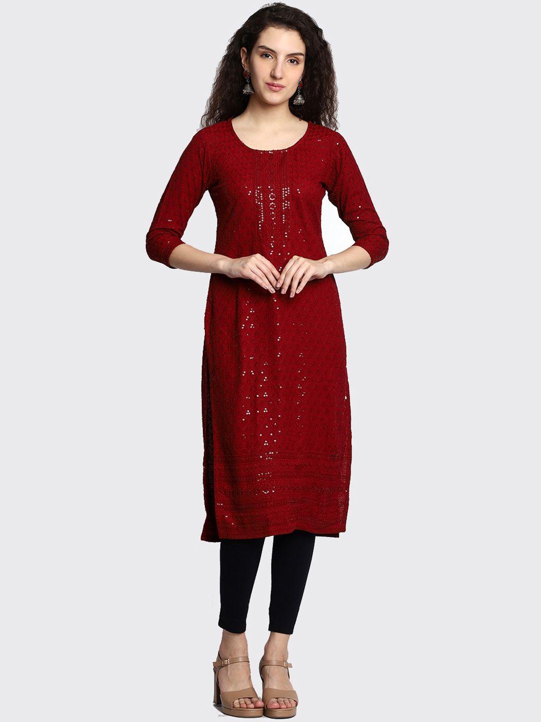 highlight fashion export sequinned embellished straight kurta