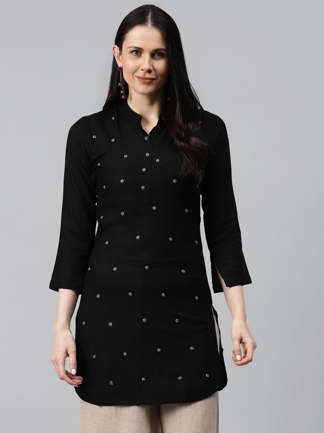 highlight fashion export women black embellished kurta