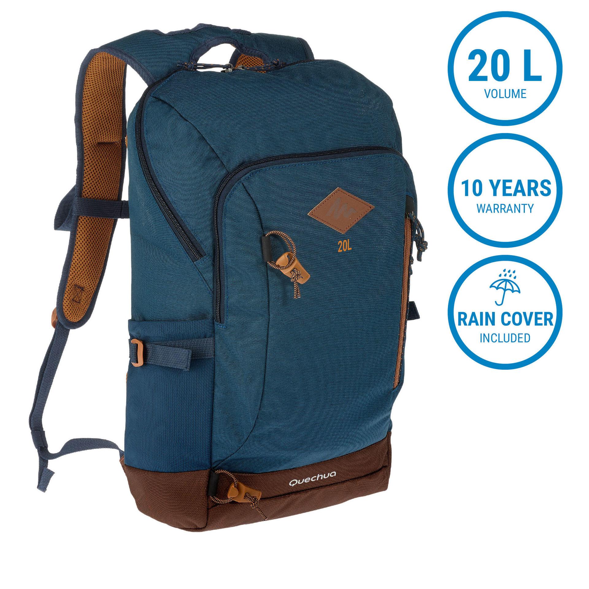 hiking bag 20 litre (with raincover) nh500 - blue