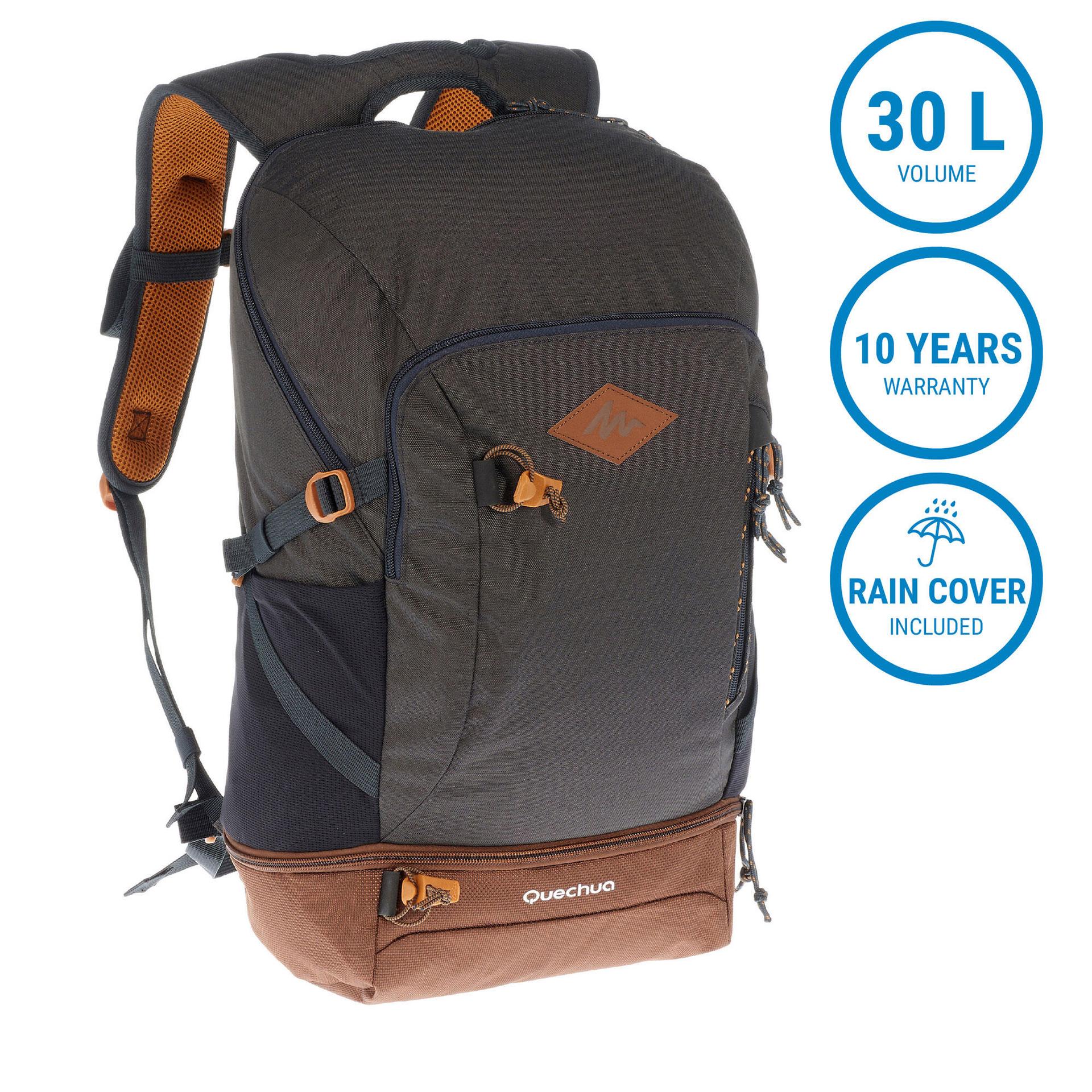 hiking bag 30 litre (with raincover) nh500 - dark grey