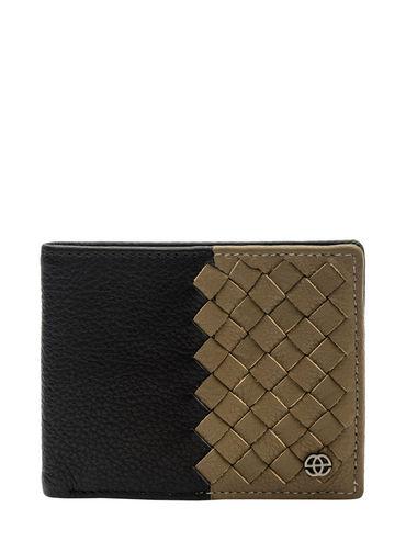 hilary leather men's two fold wallet black & light taupe cosmos