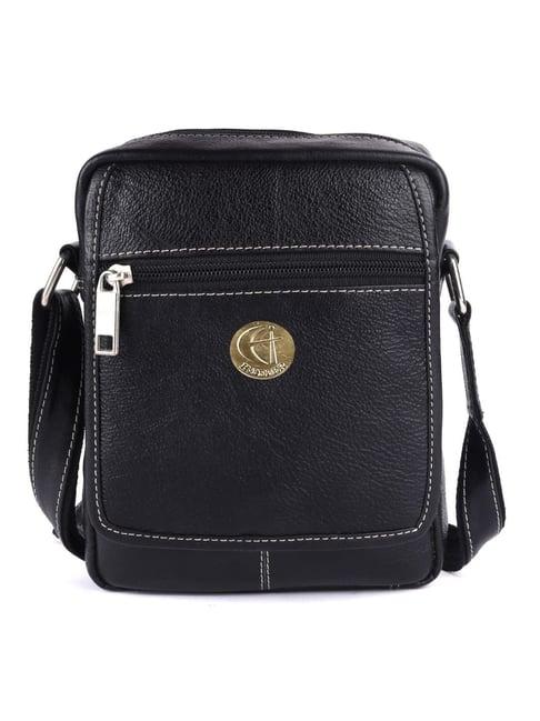 hileder black textured small leather 5.5 inch cross body bag