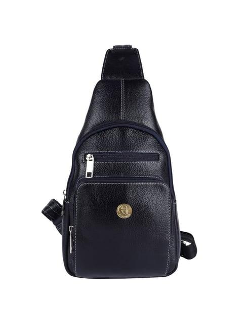 hileder blue textured medium leather 12 inch backpack