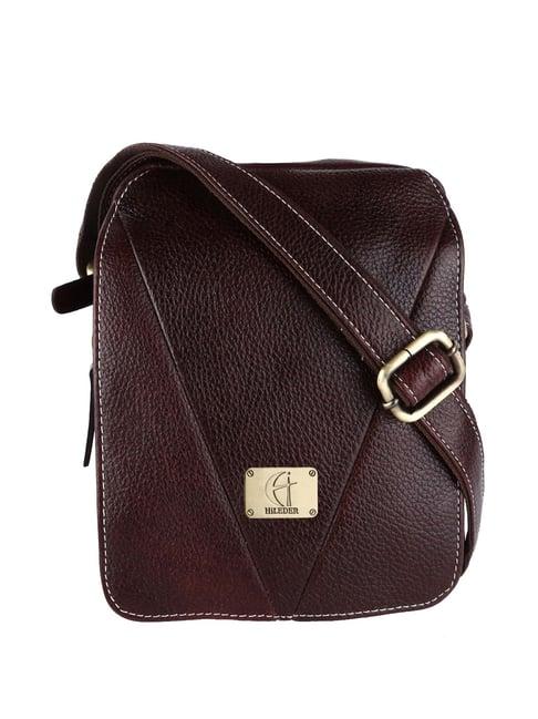 hileder brown solid medium cross body bag