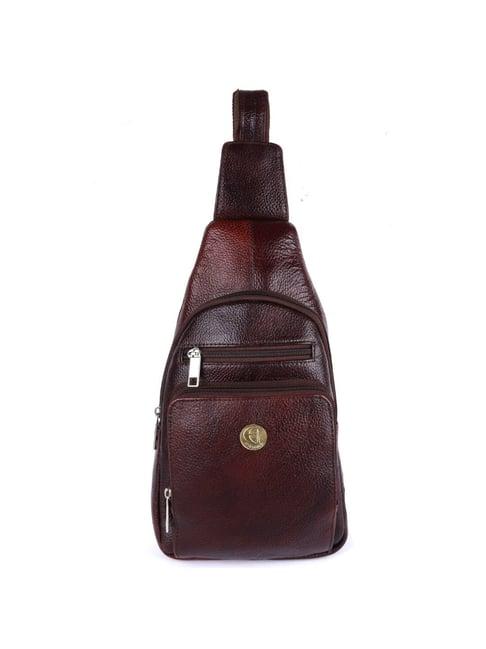 hileder brown textured medium leather 12 inch backpack