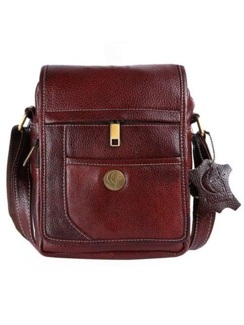hileder brown textured small leather 12 inch cross body bag
