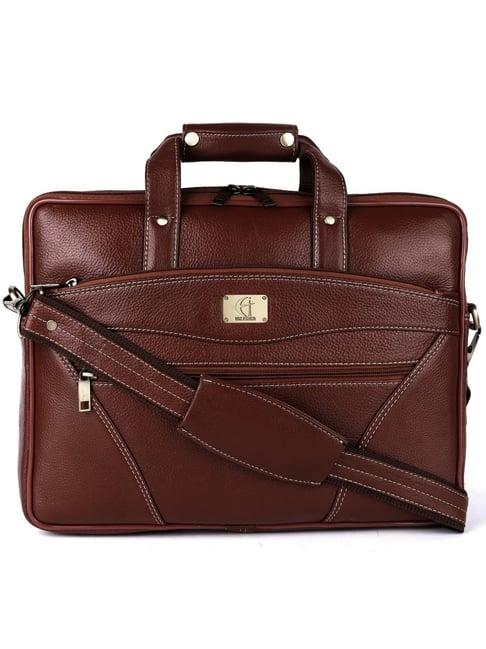 hileder brown textutred large leather 16 inch laptop bag