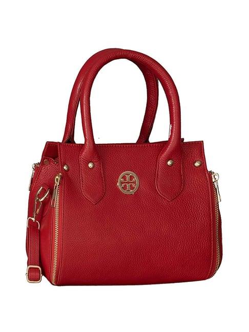 hileder red solid medium satchel handbag