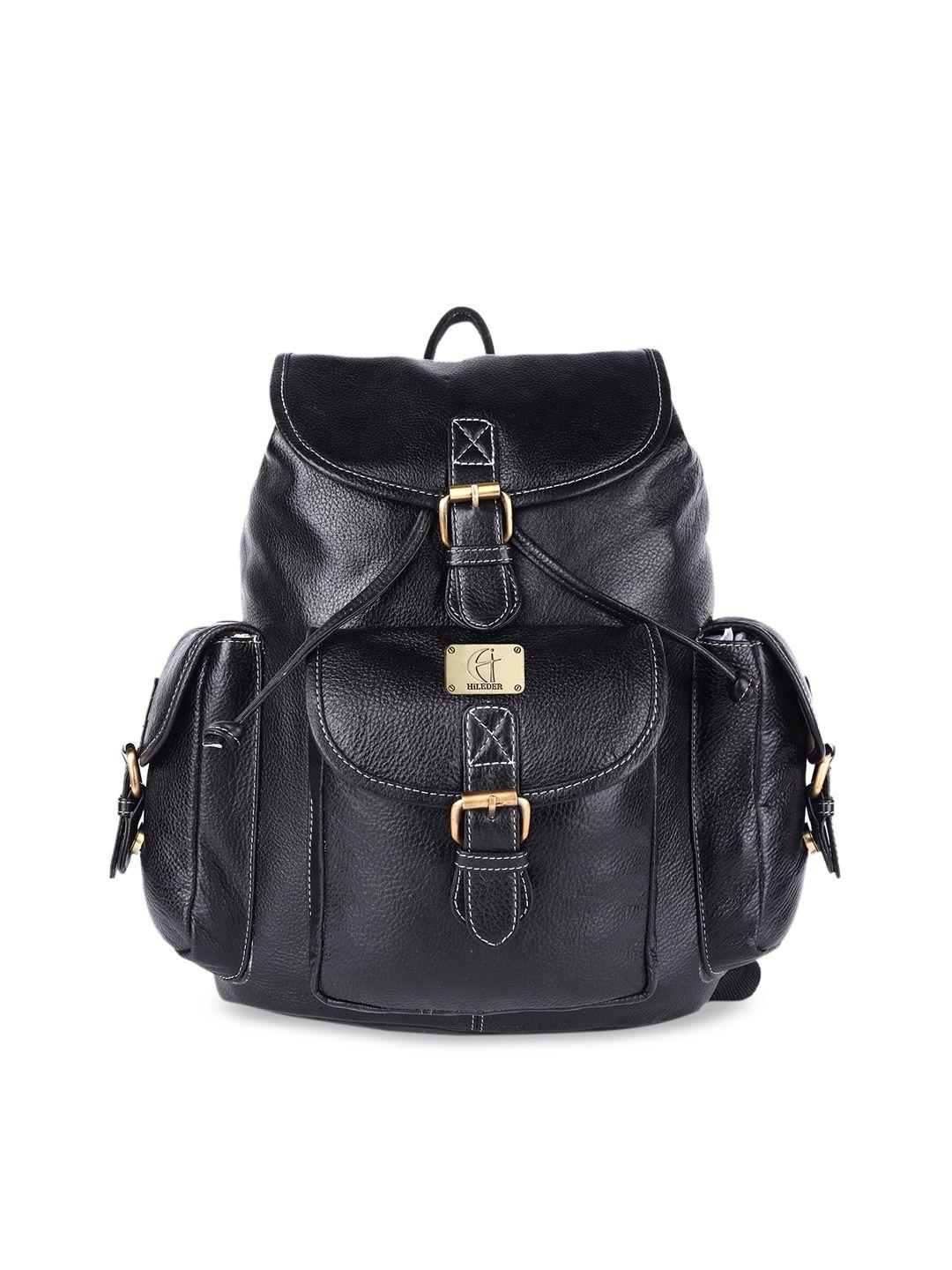 hileder unisex black & gold-toned backpack