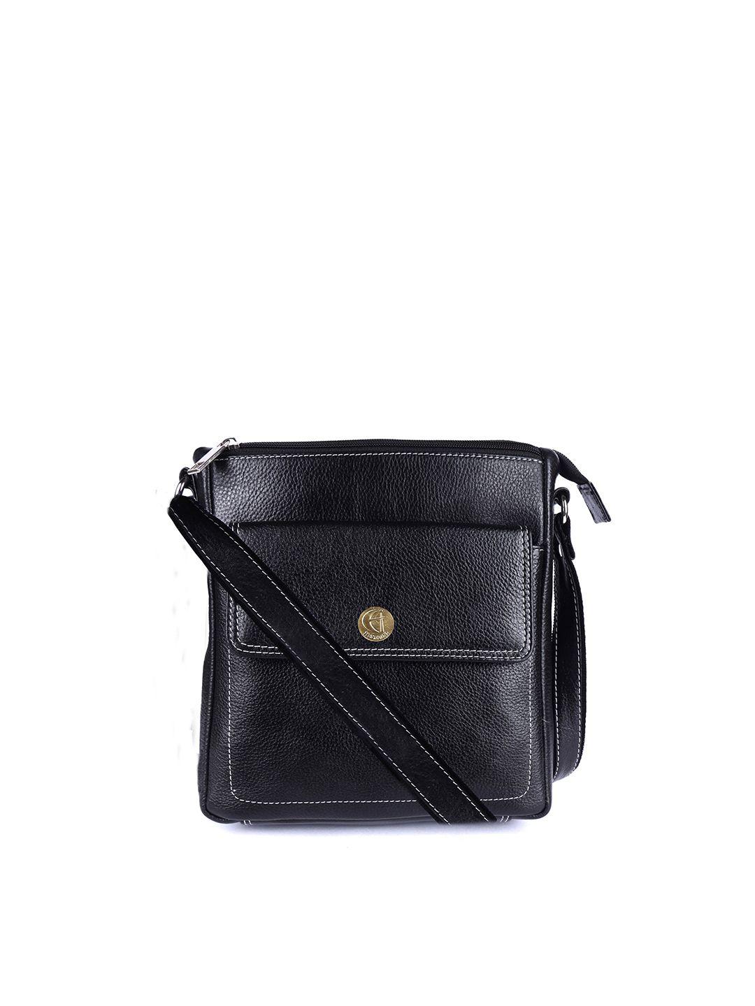 hileder unisex black textured messenger bag