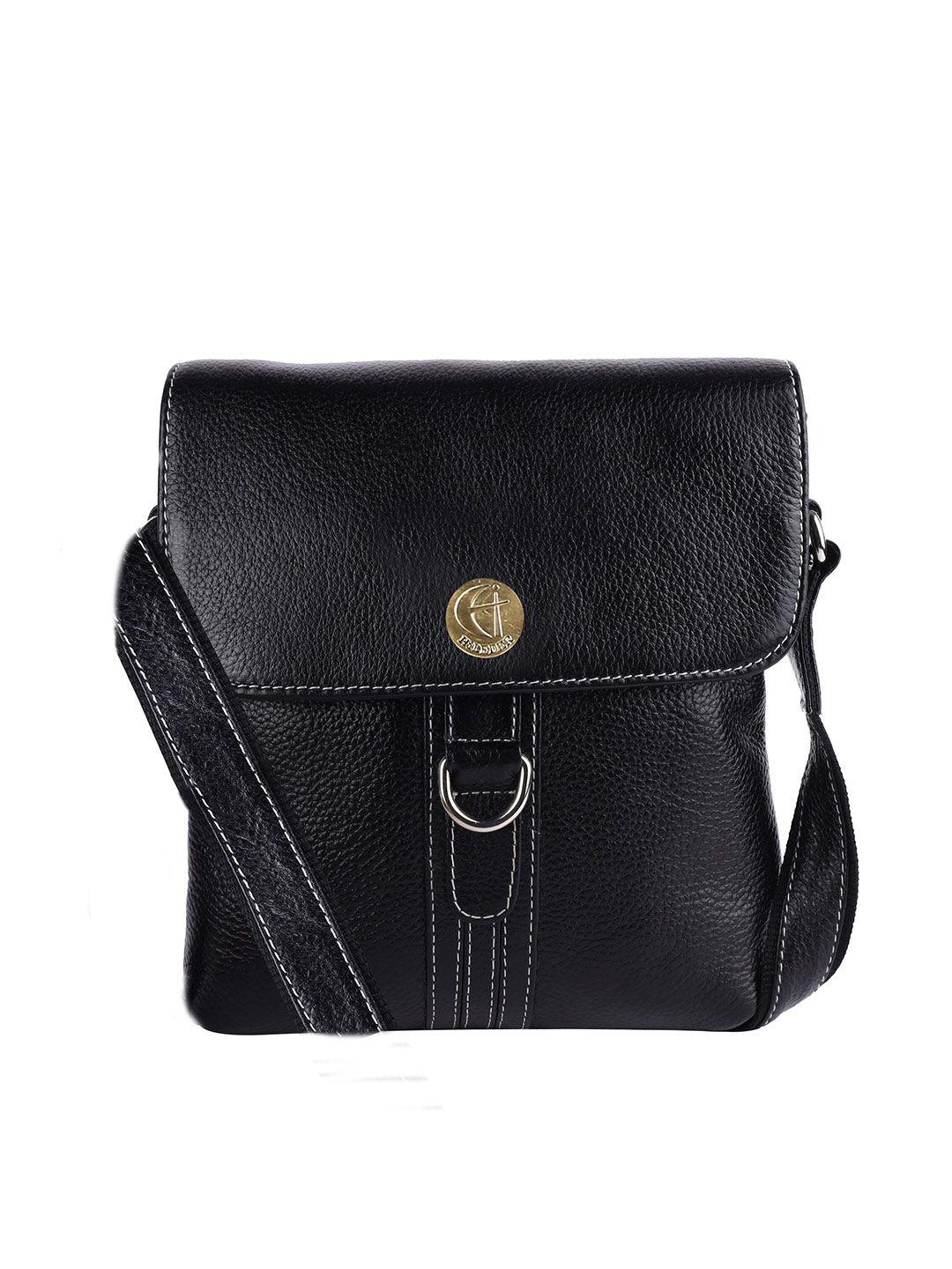 hileder unisex black textured messenger bag