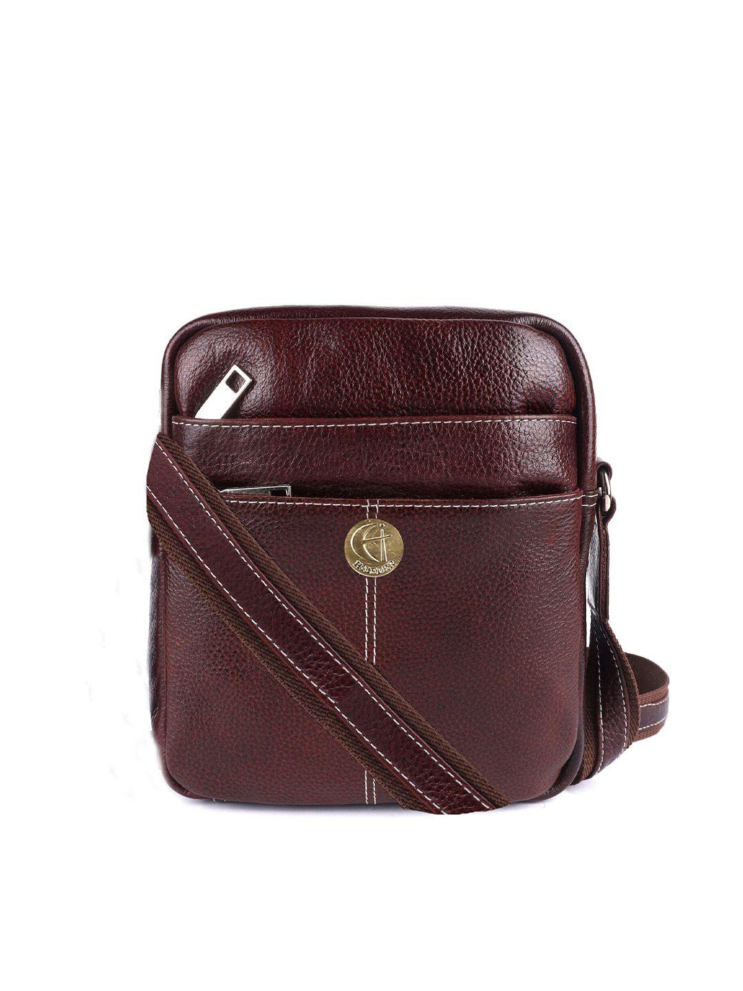 hileder unisex brown textured messenger bag