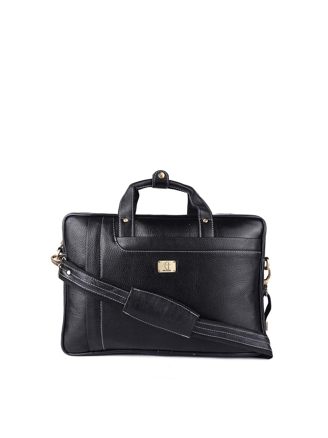 hileder women black leather laptop bag