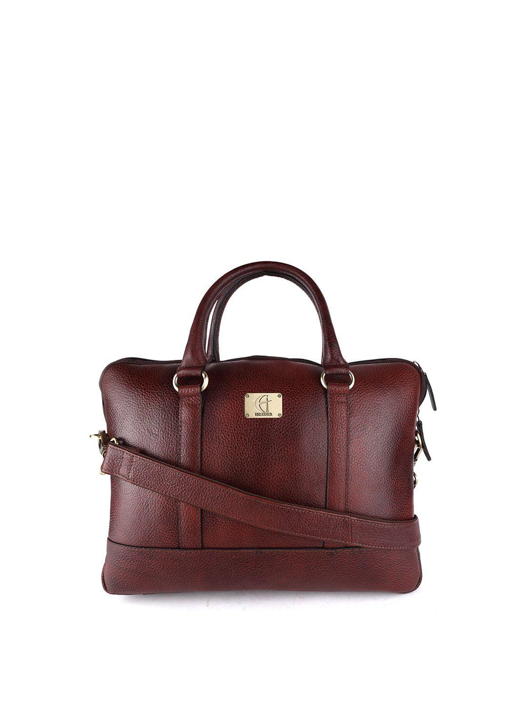 hileder women brown leather laptop bag