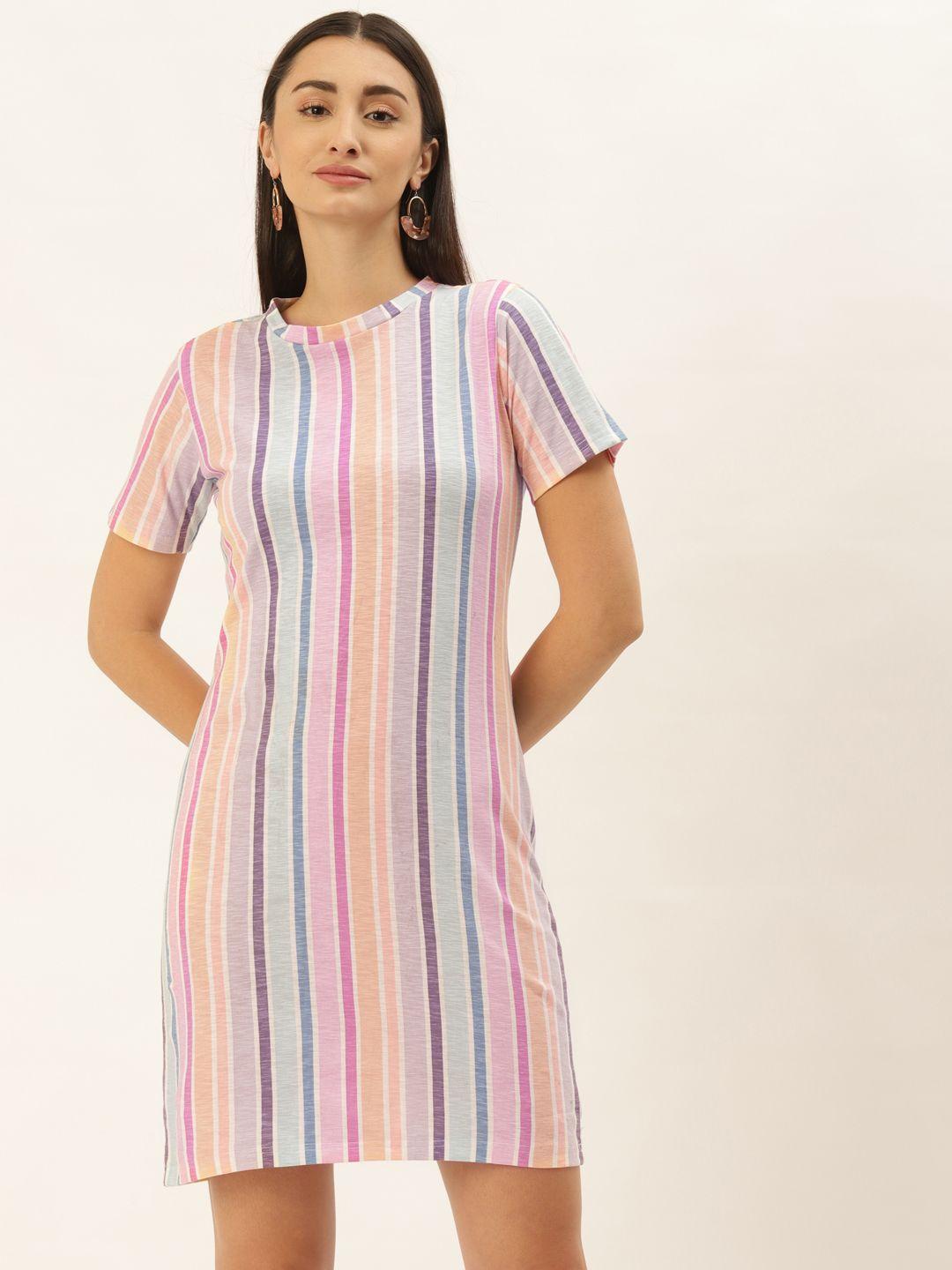 hill street multicoloured striped a-line dress