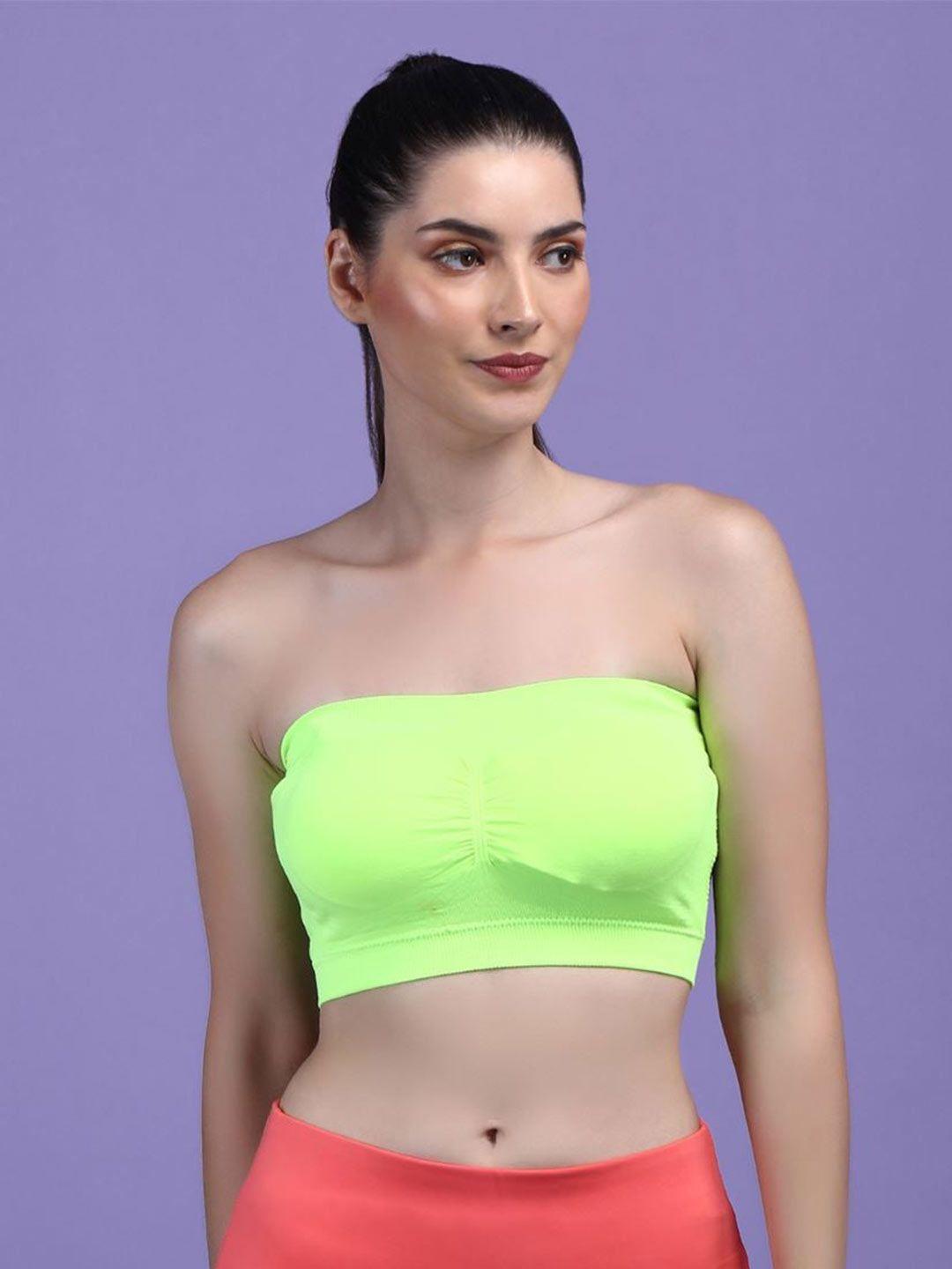 hill islands fluorescent green bandeau bra full coverage