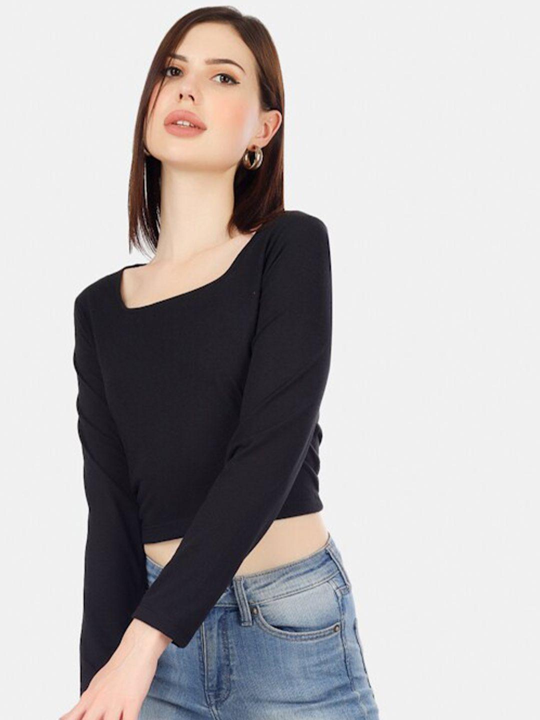 hill street square neck pure cotton crop top