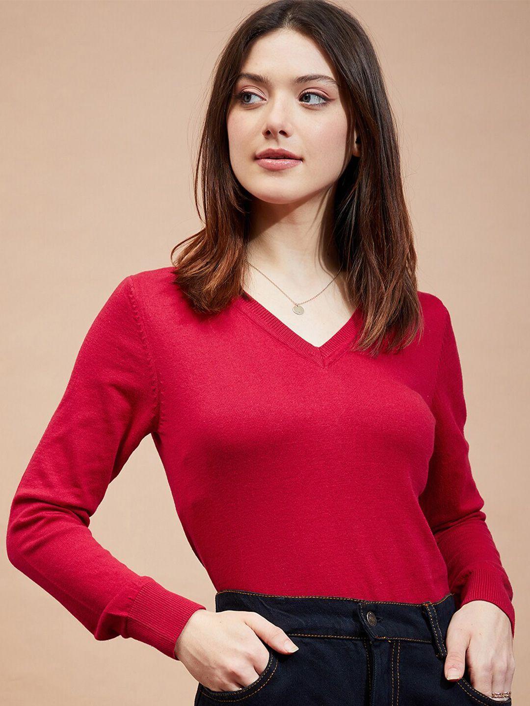 hill street v-neck long sleeves cotton wool pullover sweater