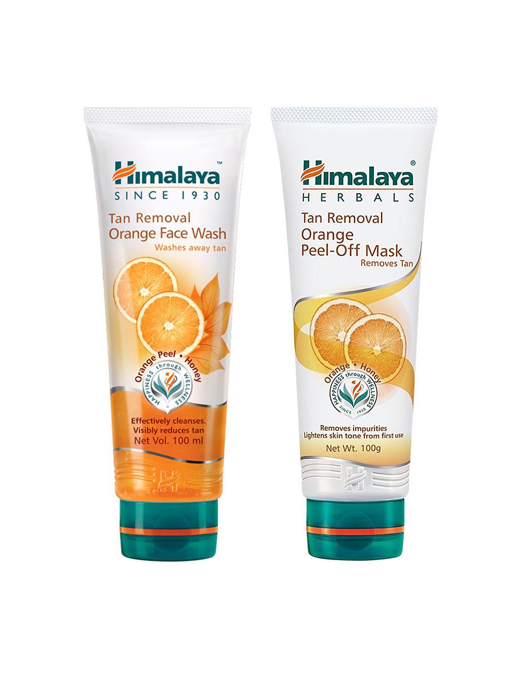 himalaya set of tan removal orange face wash & peel-off mask