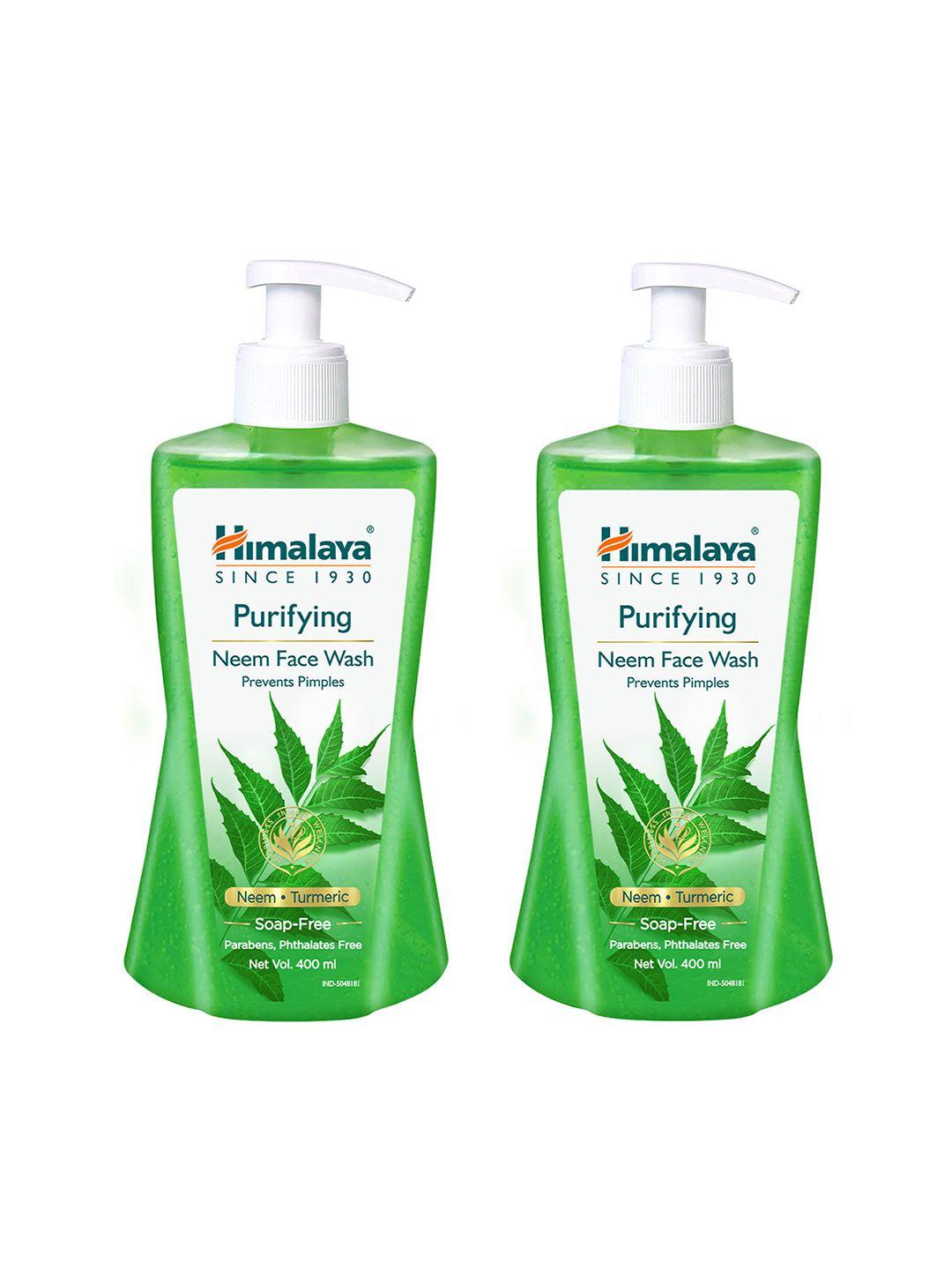 himalaya set of 2 anti-pimple purifying neem face wash with turmeric - 400 ml each
