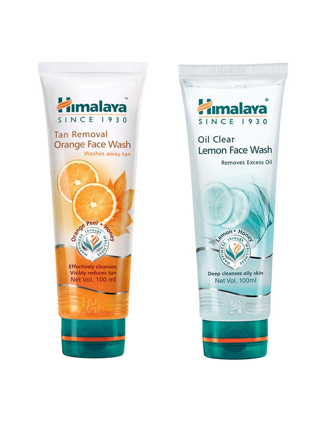 himalaya set of 2 face wash - oil clear lemon & tan removal orange - 100ml each