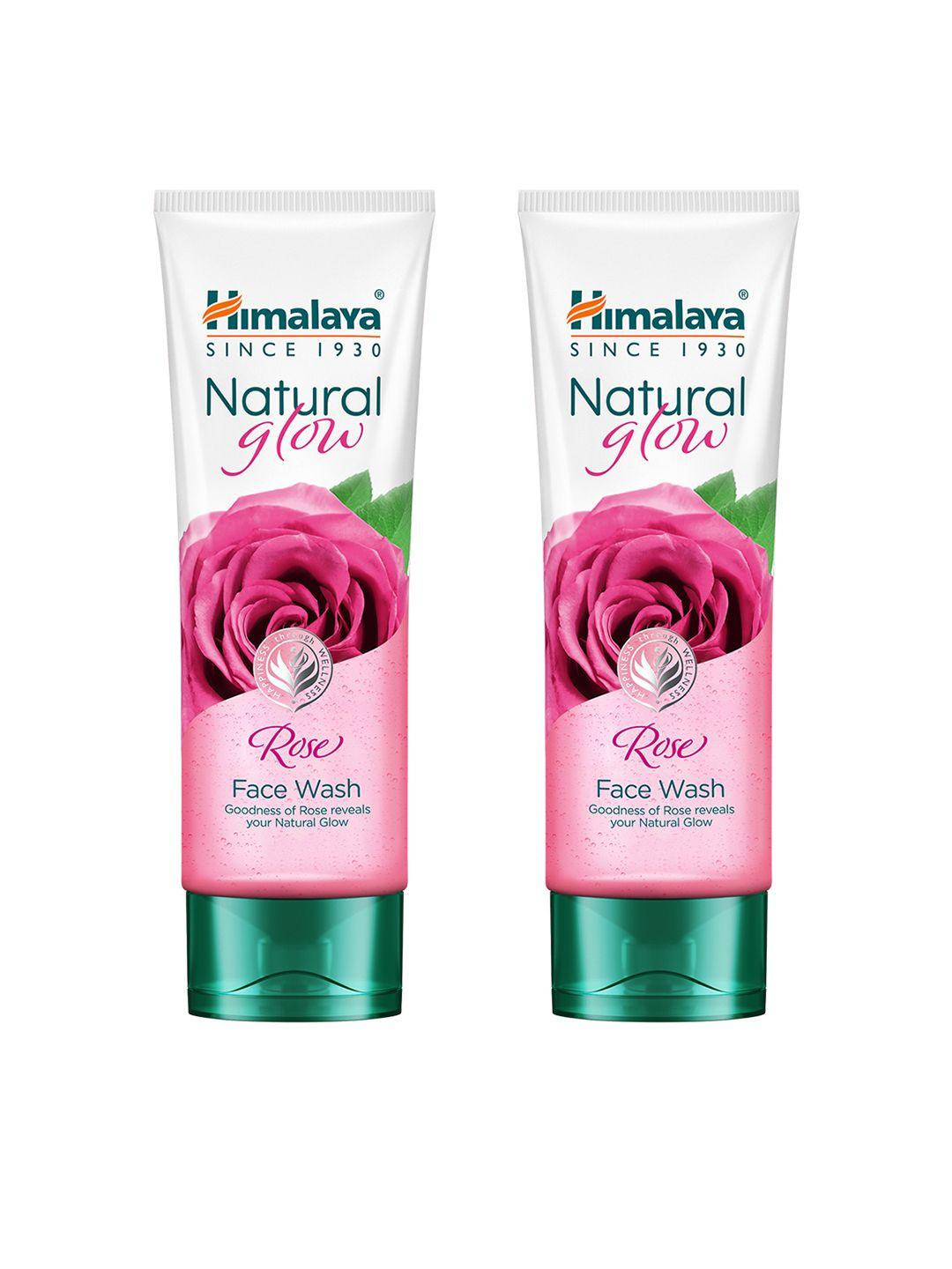 himalaya set of 2 natural glow rose face wash with rose flower extract - 50 ml each