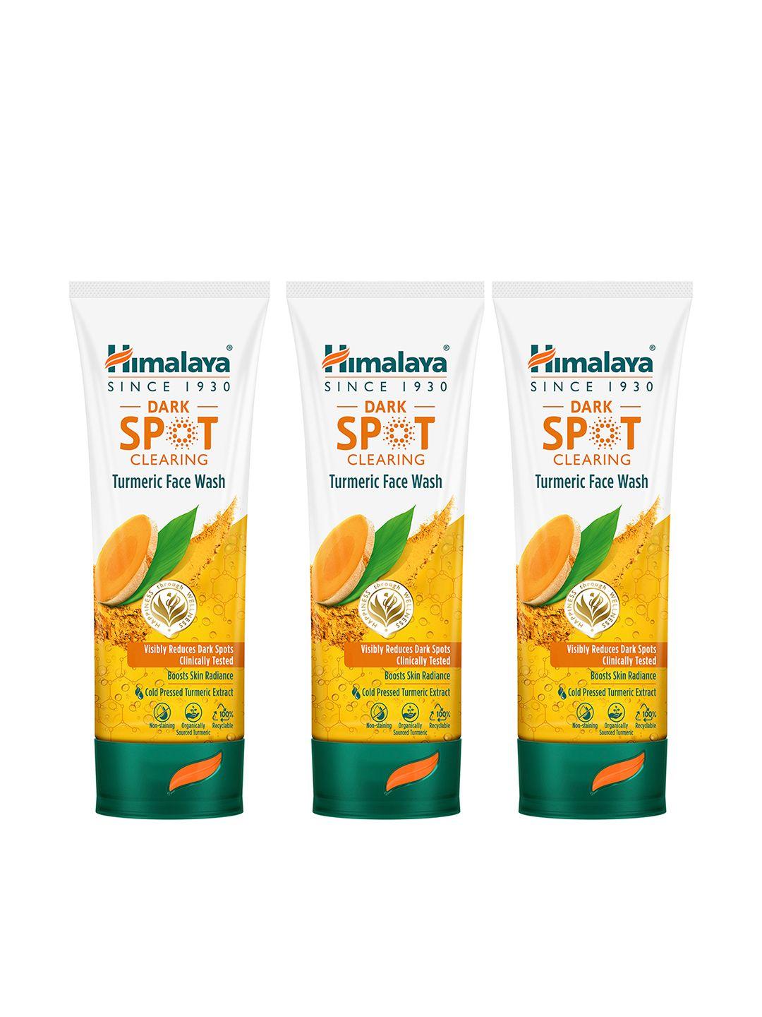 himalaya set of 3 dark spot clearing turmeric face wash - 100 ml each