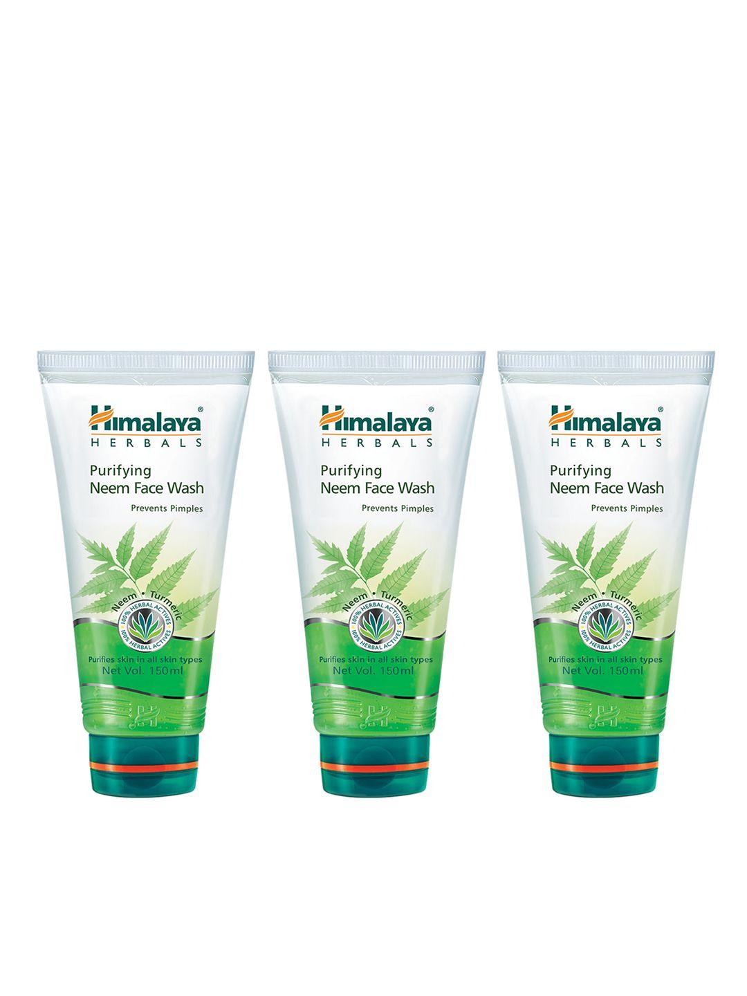 himalaya set of 3 purifying neem face wash for acne-prone skin - 150 ml each