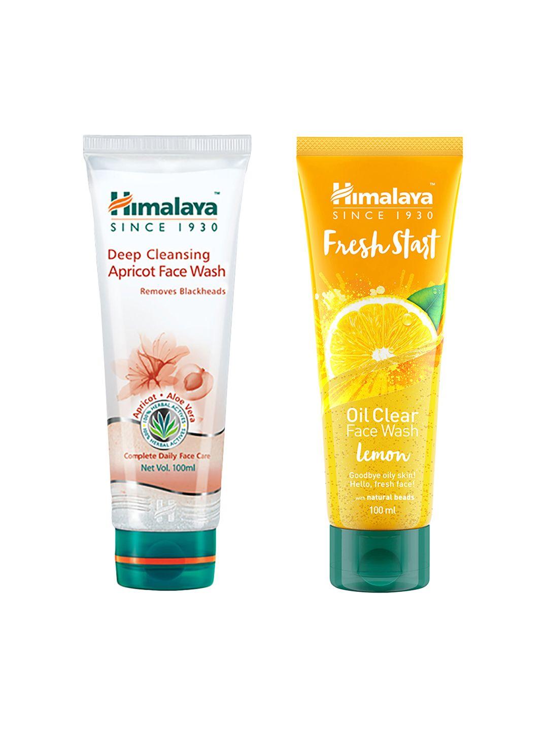 himalaya set of deep cleansing apricot & fresh start oil clear lemon face wash- 100ml each