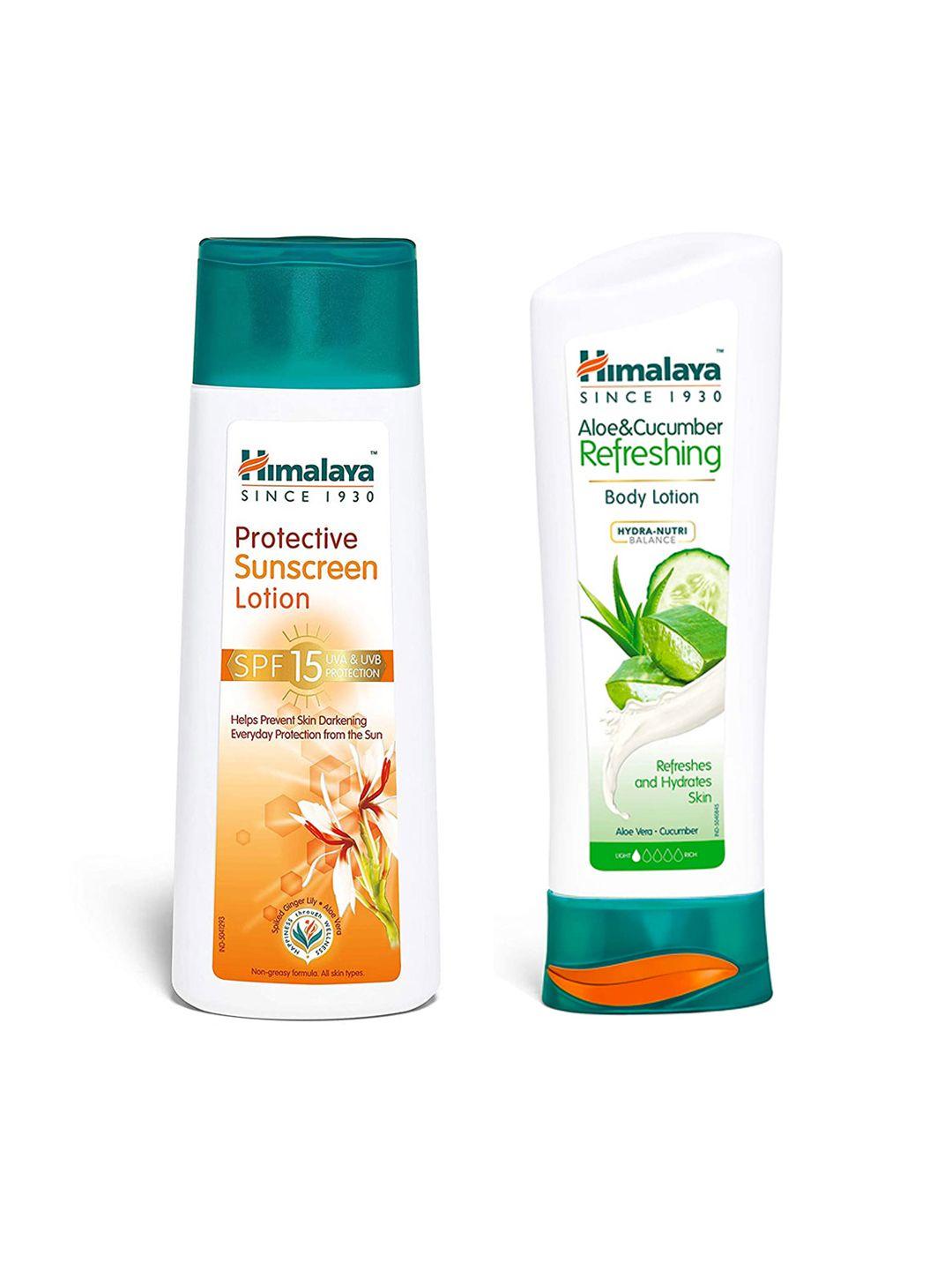 himalaya set of protective spf15 sunscreen 100ml & aloe cucumber body lotion 200ml