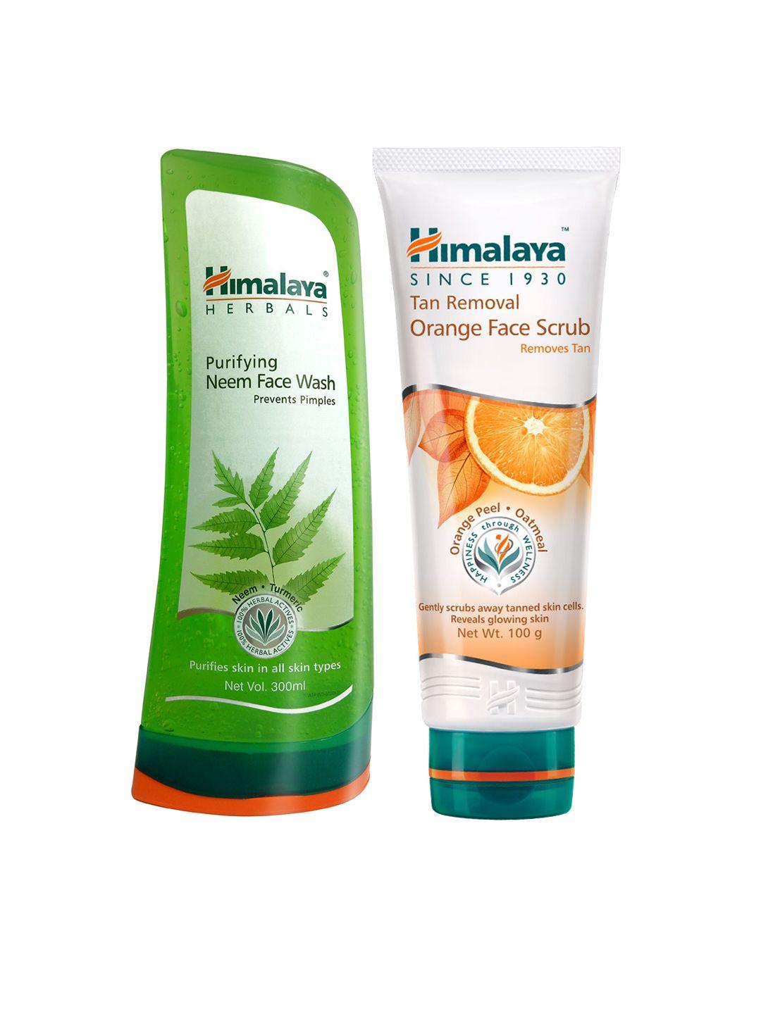 himalaya set of purifying neem face wash & tan removal orange face scrub