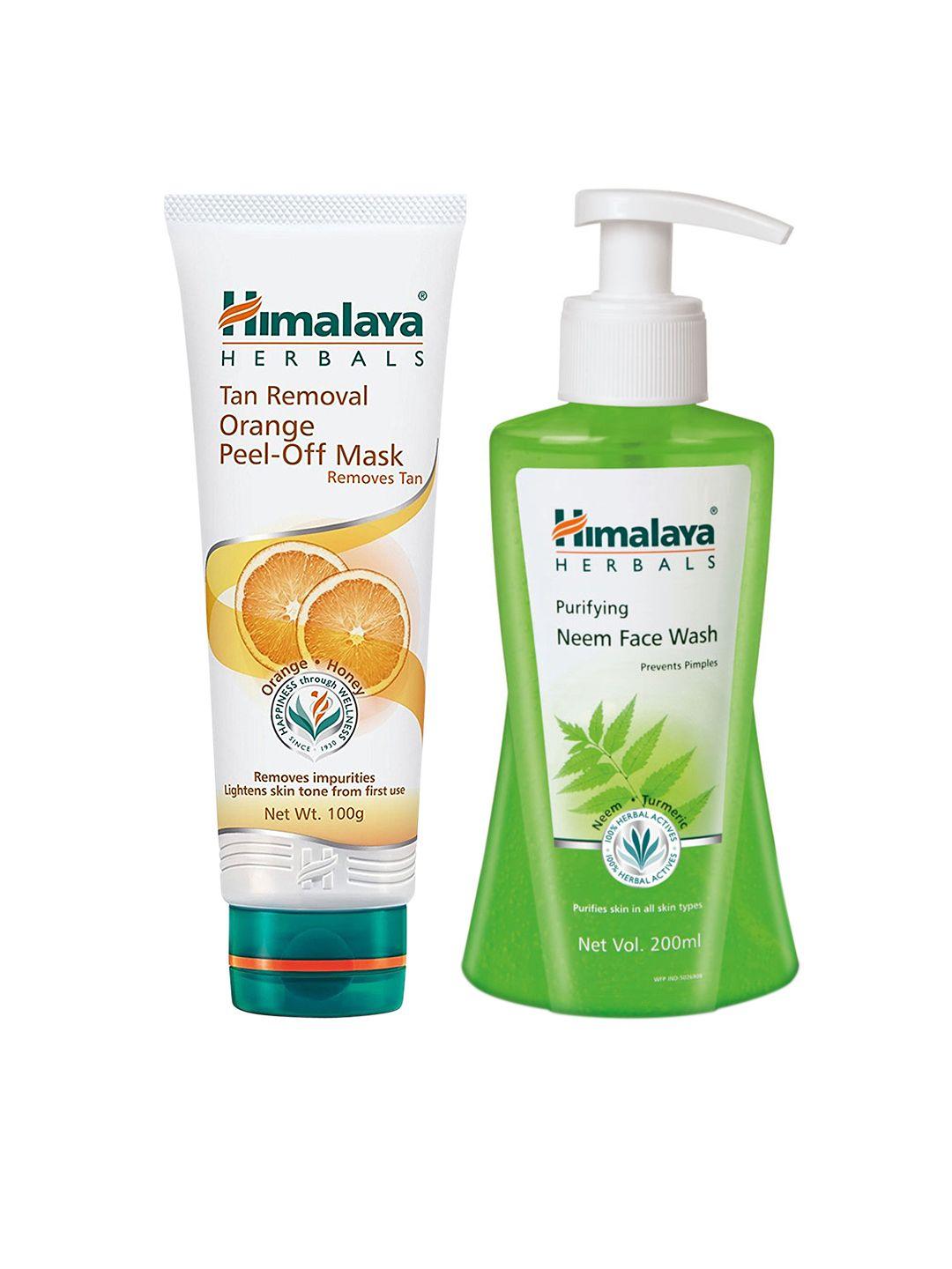 himalaya set of purifying neem face wash & tan removal orange peel off mask