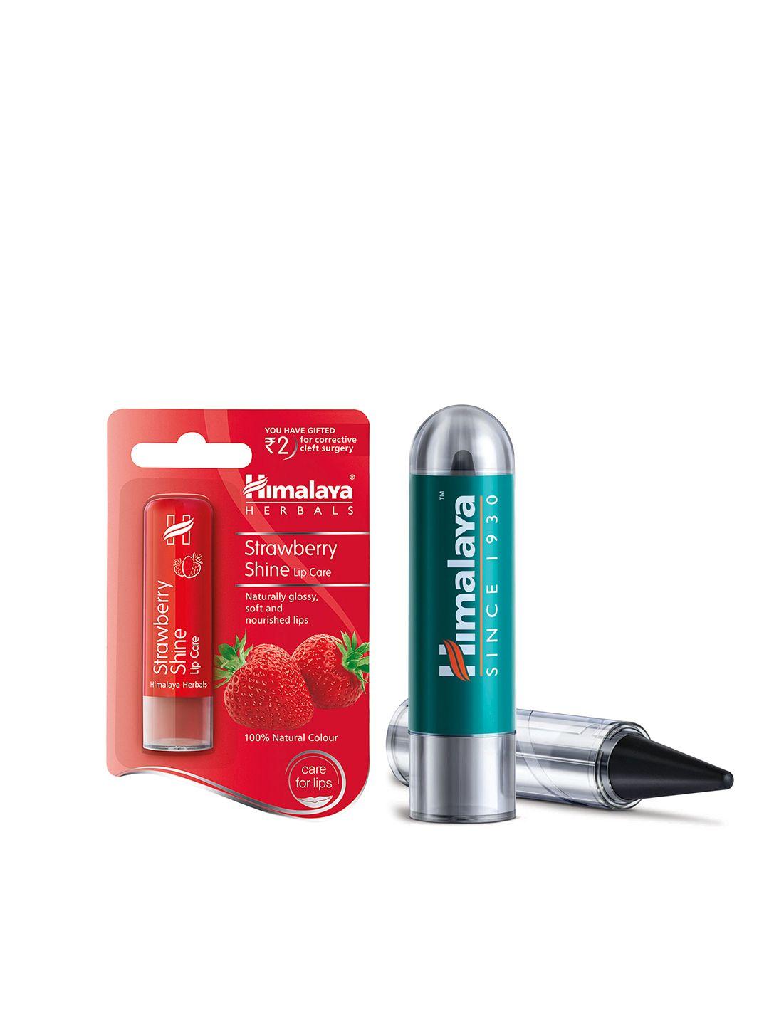 himalaya set of strawberry shine lip care & herbals black kajal