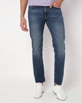 himeji comfort blue stone enzyme wash straight fit jeans