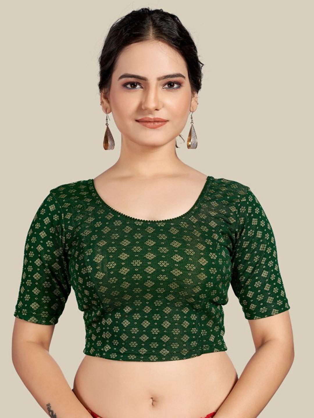 himrise printed round-neck saree blouse