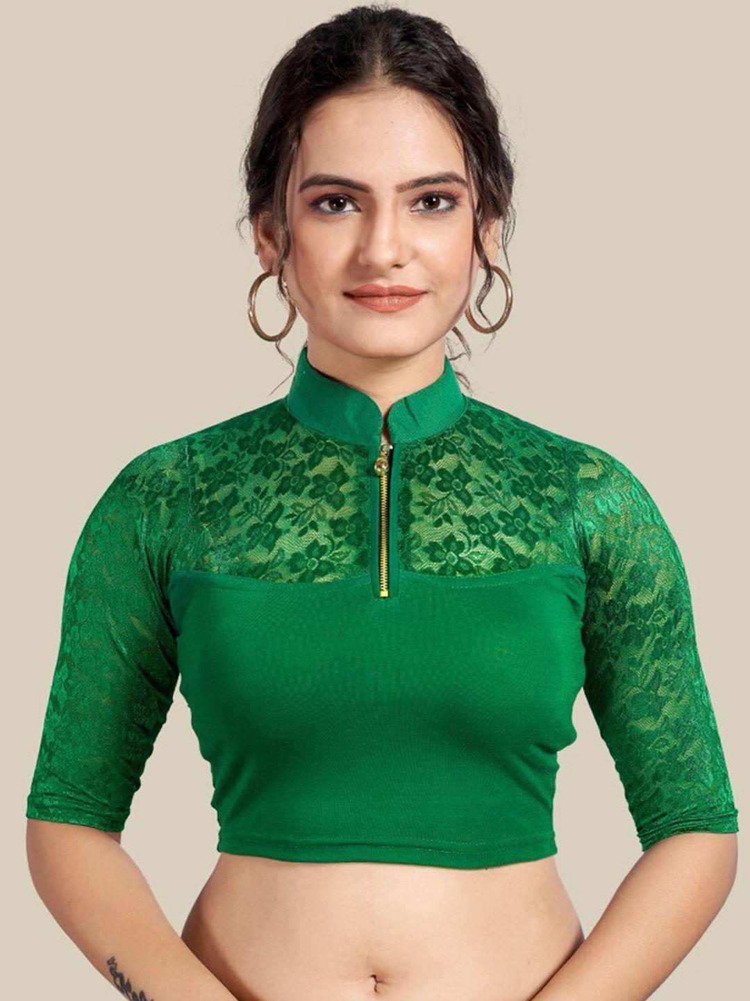 himrise self design mandarin collar short sleeves saree blouse