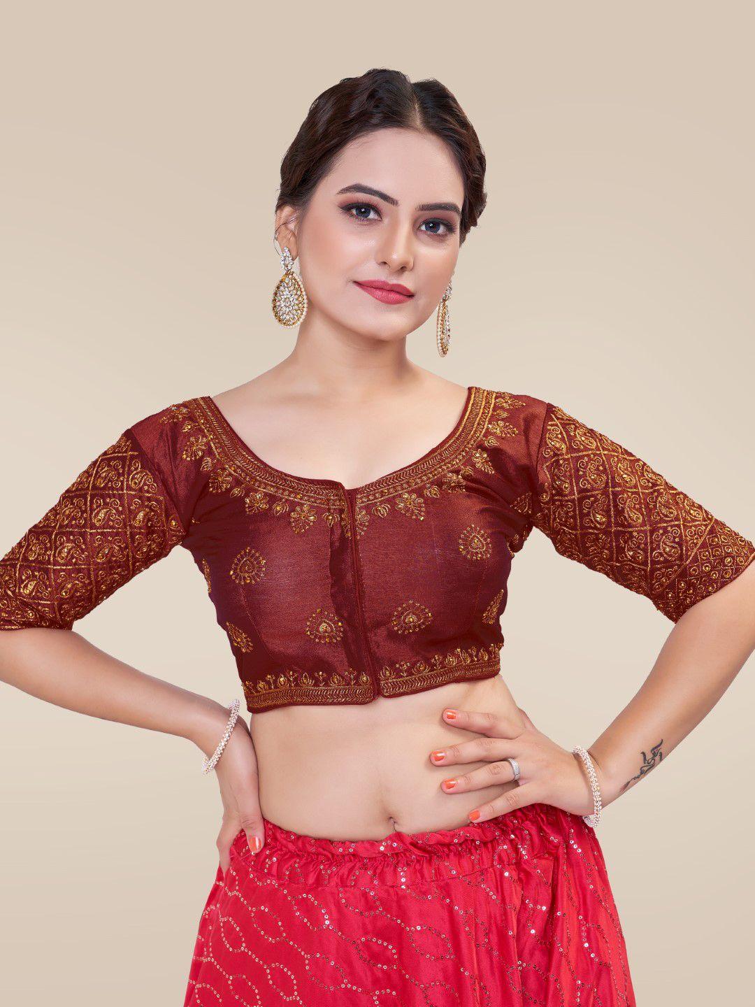 himrise embroidered silk saree blouse