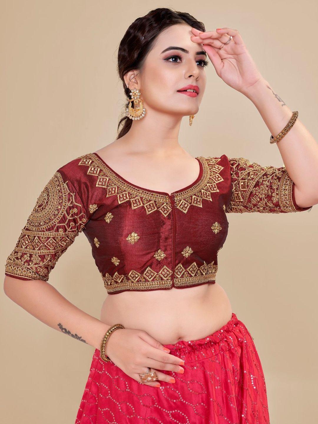 himrise embroidered silk saree blouse