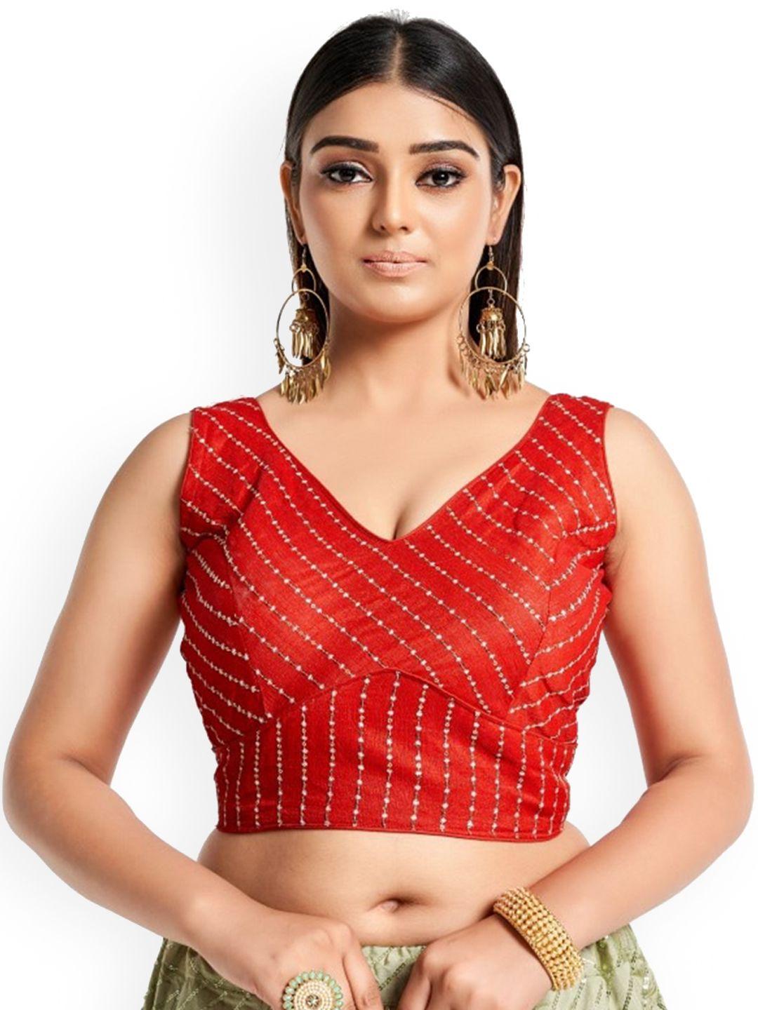 himrise embroidered sleeveless saree blouse