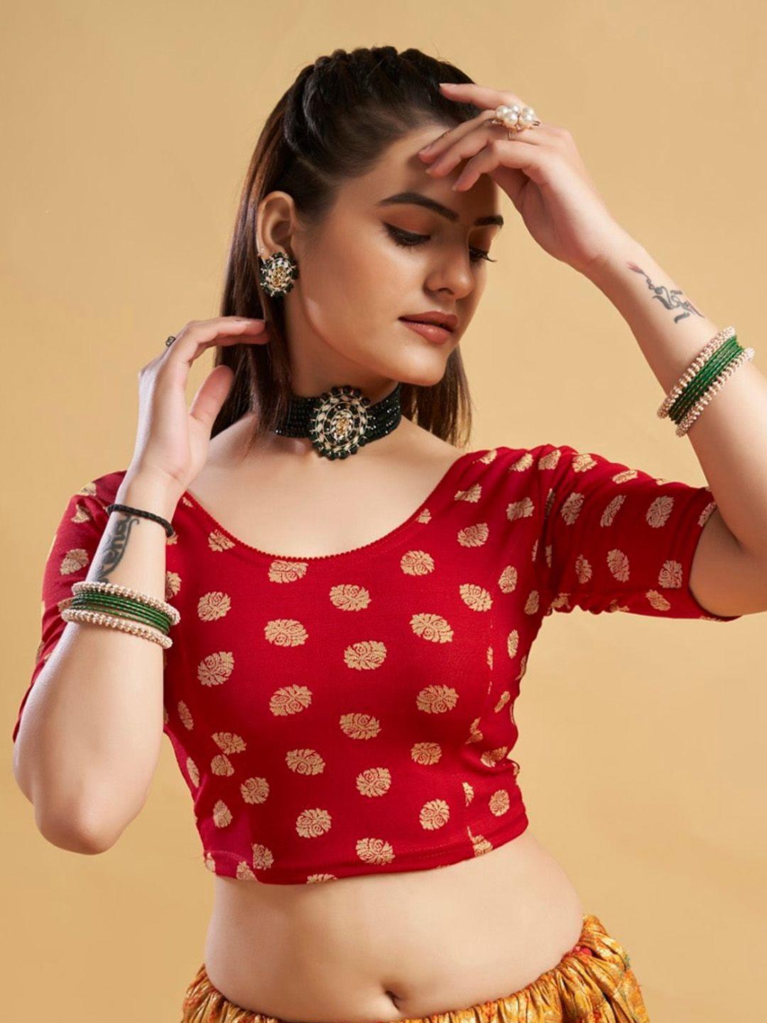 himrise ethnic motifs printed readymade saree blouse