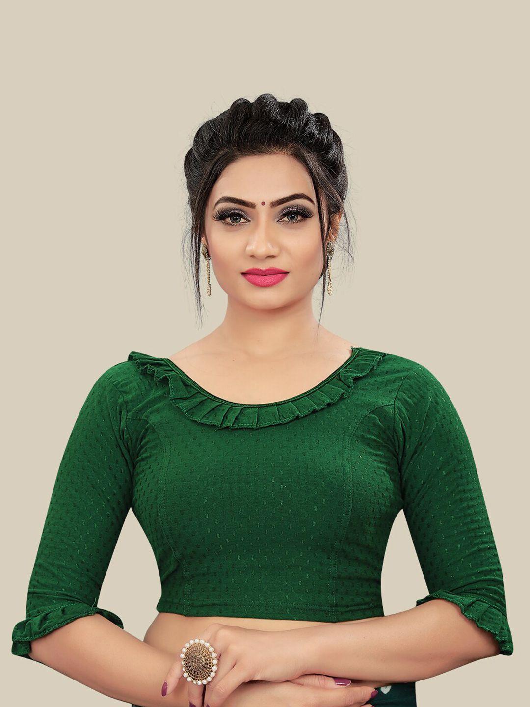 himrise green solid saree blouse