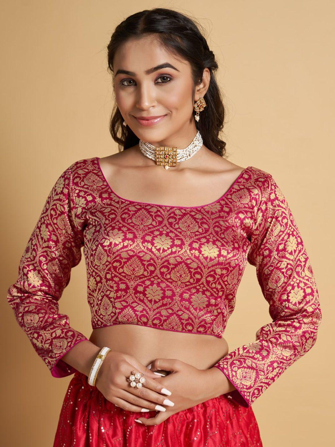 himrise jacquard woven full sleeve saree blouse