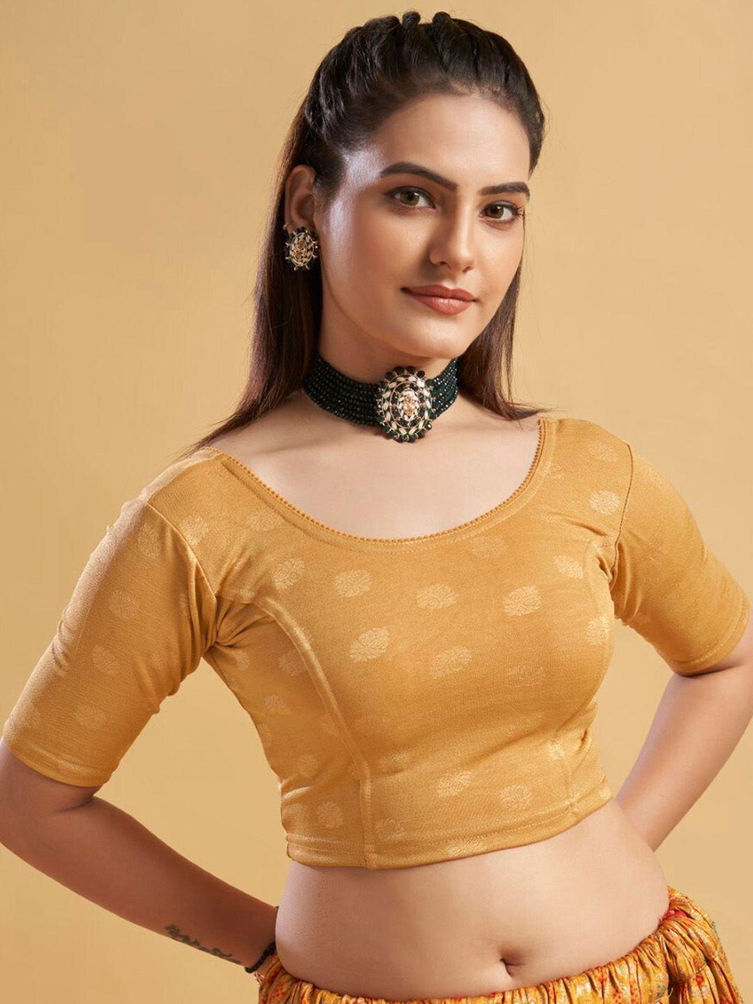 himrise round neck printed saree blouse