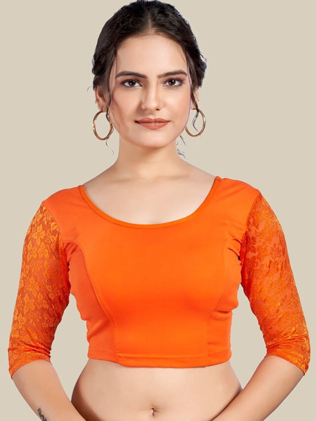 himrise self design round neck silk saree blouse