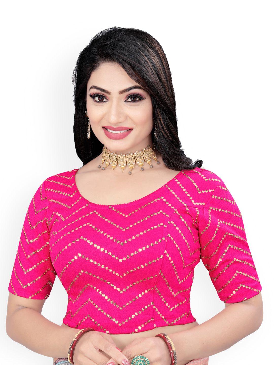 himrise sequinned round-neck saree blouse