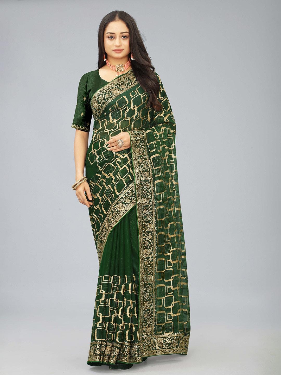 hinaya geometric embellished embroidered beads and stones saree